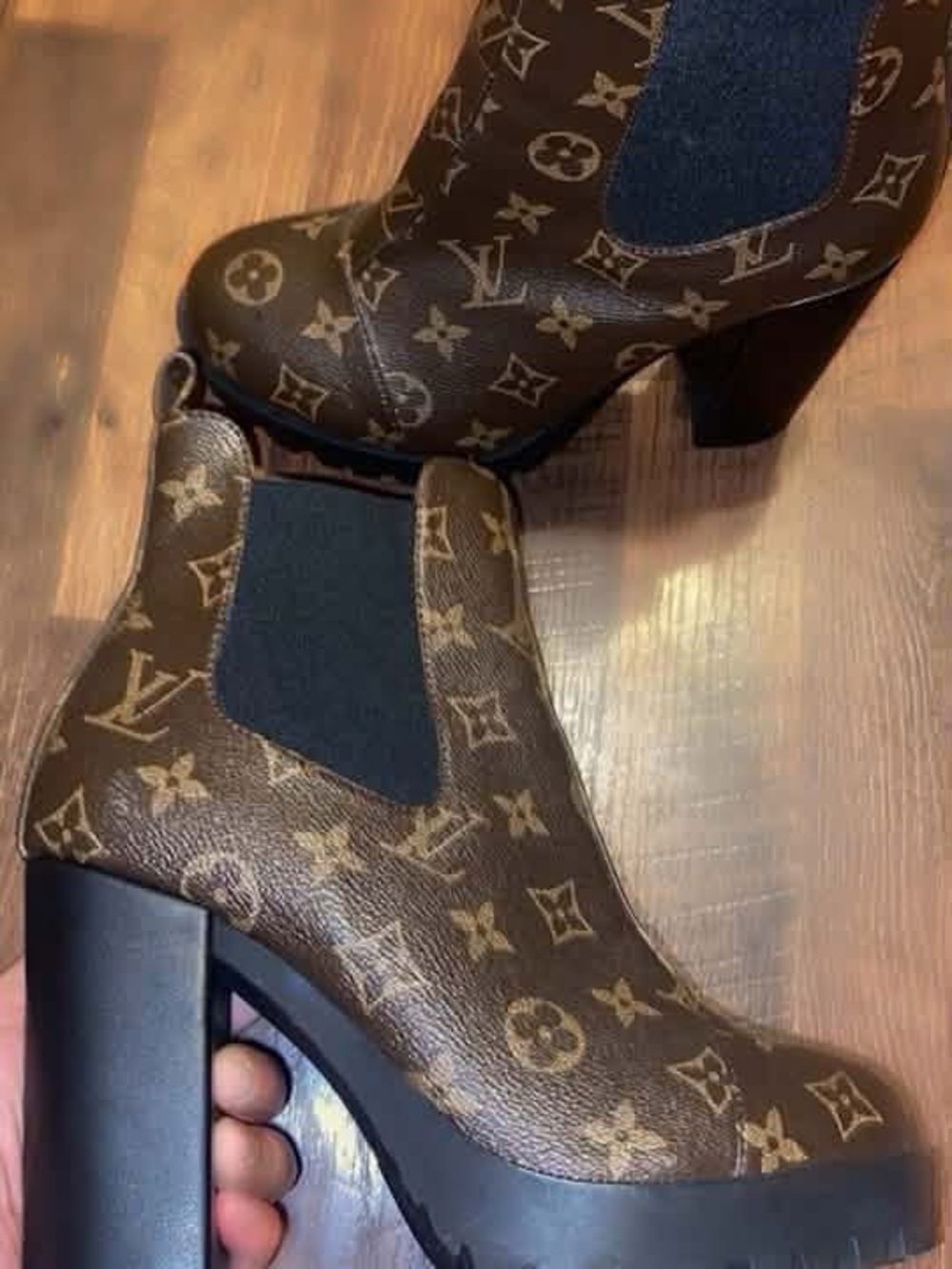 Louis Vuitton Monogram Platform Chelsea Boots in Brown